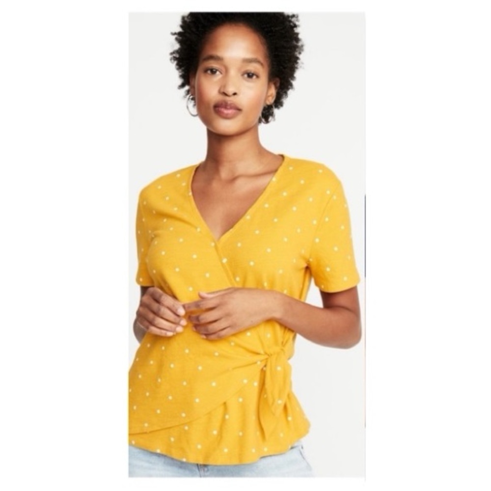 Old Navy | Polka dot wrap front top
